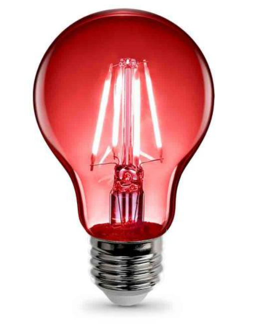 Electric Red A19 LED Light Bulb 40W Equivalent 4.5 Watt Filament Clear Glass